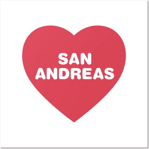 San Andreas California Bold Red Heart Wall Art by modeoftravel